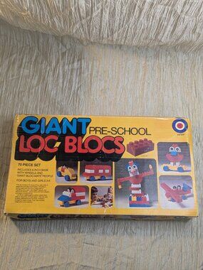 Giant Loc Bloc Complete Vintage Loc Blocs Original Box ENTEX No 1041 Pre School